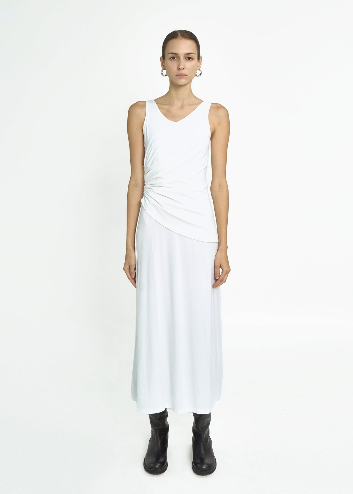 bamboo-jersey-ruched-dress-white