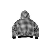 BLACK MONO GINGHAM PP FLIPSIDE ZIP HOODIE
