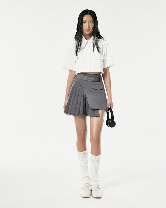 Silk Khaki Mini Skirt