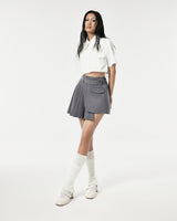 Silk Khaki Mini Skirt