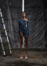 None Asymmetric Split Thigh Mini Dress Tatichu Astoud