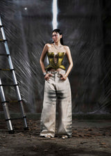 None Metalic Lace Up 3D Corset Tatichu Astoud