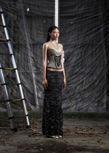 None Ruched Mesh Maxi Skirt Tatichu Astoud