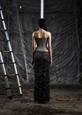 None Ruched Mesh Maxi Skirt Tatichu Astoud