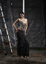 None Ruched Mesh Maxi Skirt Tatichu Astoud