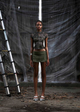 None Zippers Faux Mini Skirt Tatichu Astoud