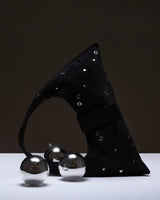 BLACK EYELET CRESCENT BAG