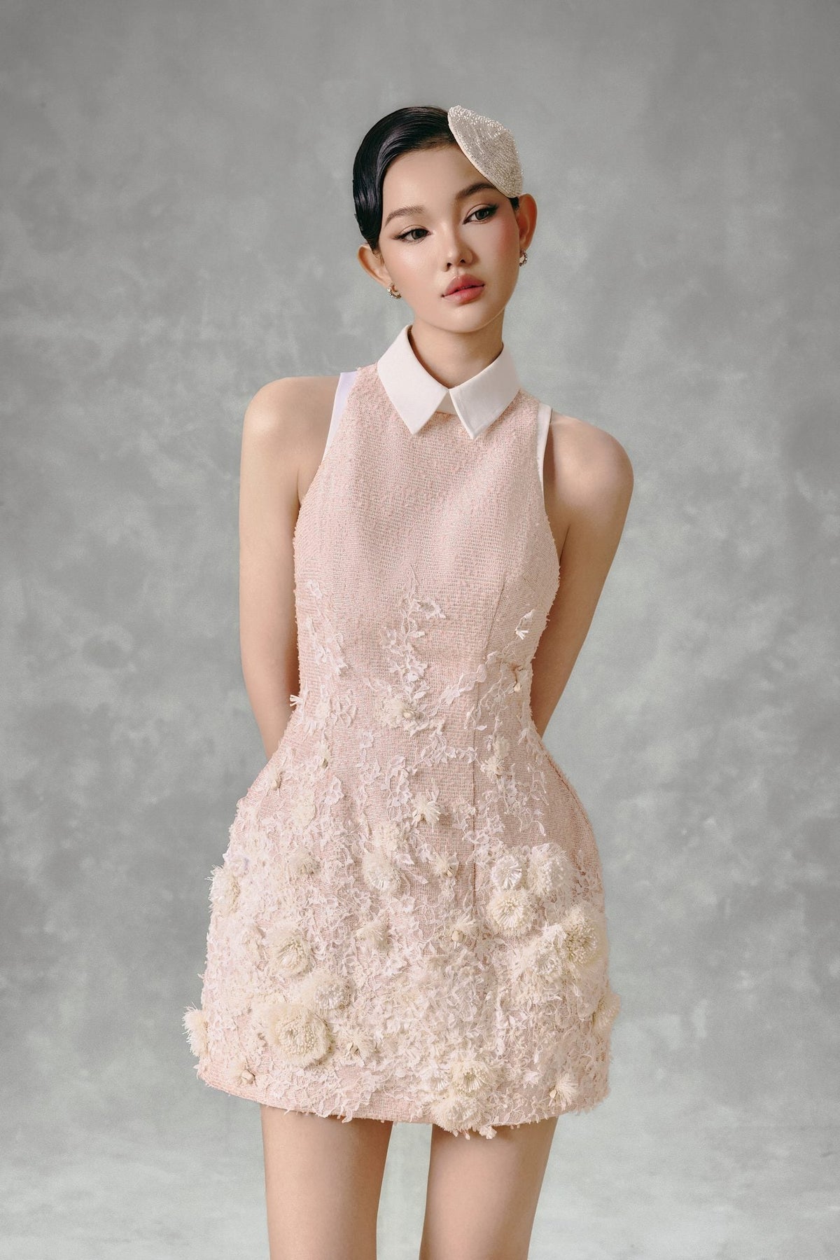 FEUILLE EMBROIDERED MINI DRESS