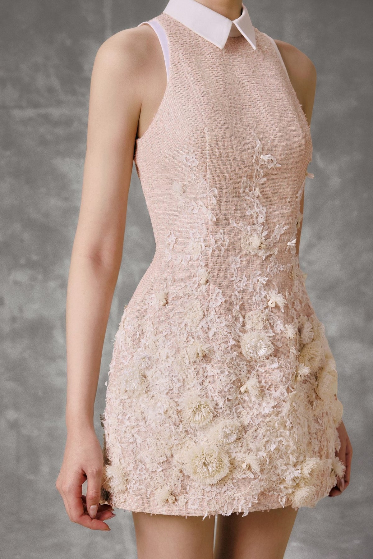 FEUILLE EMBROIDERED MINI DRESS