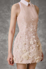 FEUILLE EMBROIDERED MINI DRESS