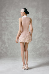FEUILLE EMBROIDERED MINI DRESS