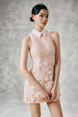 FEUILLE EMBROIDERED MINI DRESS