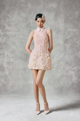 FEUILLE EMBROIDERED MINI DRESS