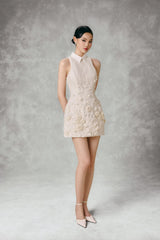FEUILLE EMBROIDERED MINI DRESS