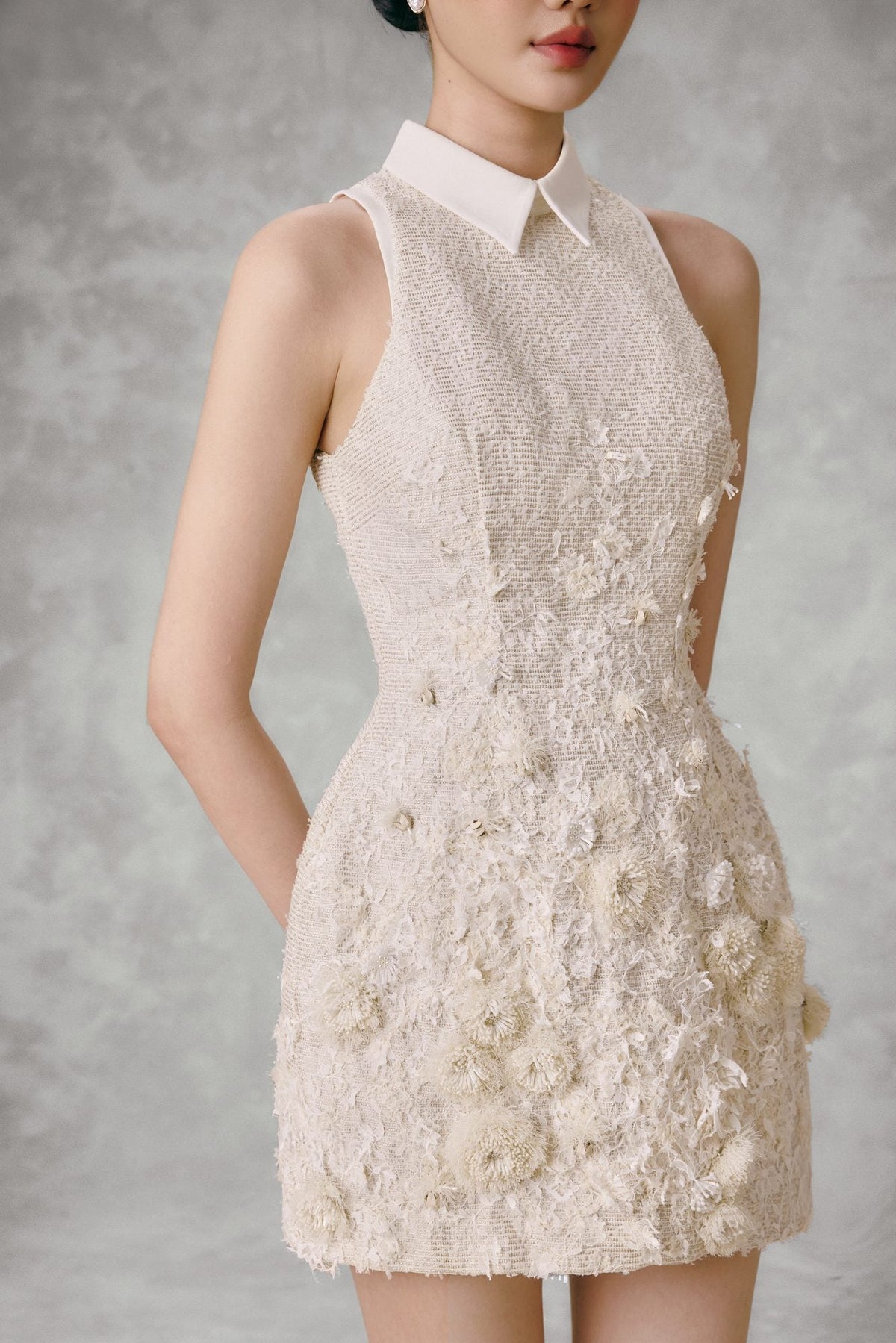 FEUILLE EMBROIDERED MINI DRESS