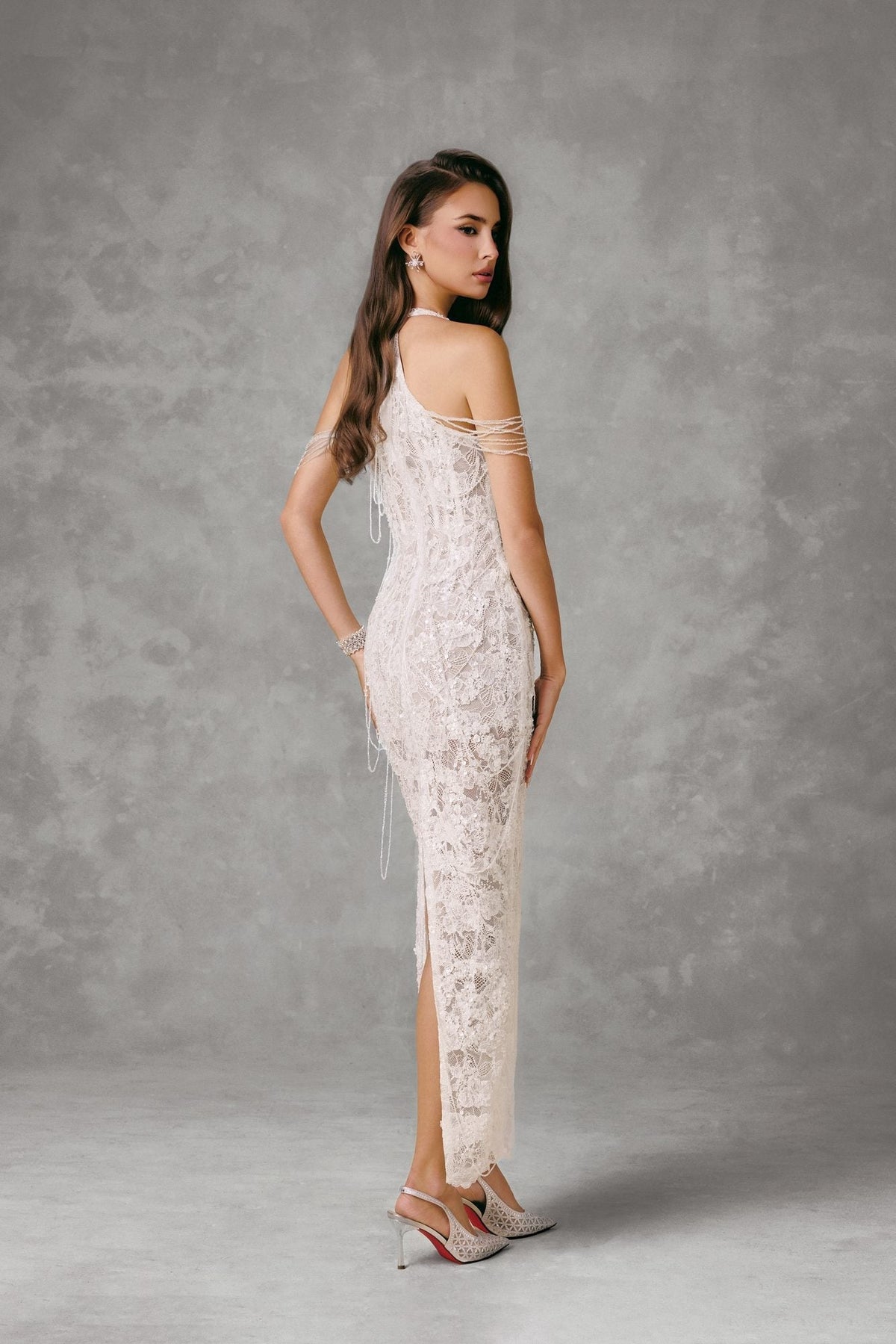 WEBBED CRYSTALS MAXI DRESS