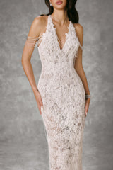 WEBBED CRYSTALS MAXI DRESS