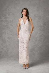 WEBBED CRYSTALS MAXI DRESS