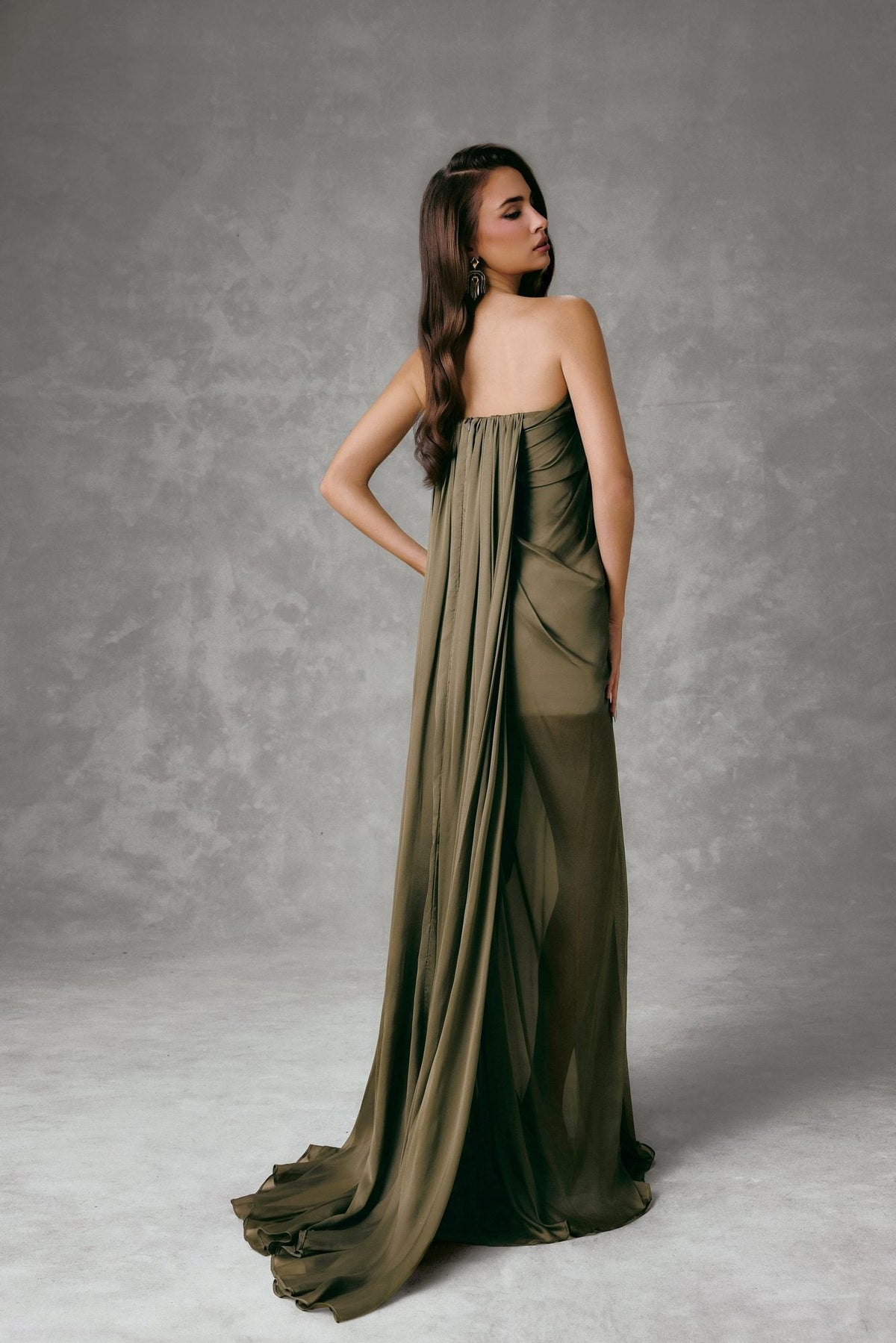 EMERALD PLEATED MAXI DRESS