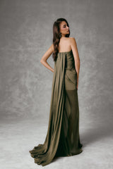 EMERALD PLEATED MAXI DRESS