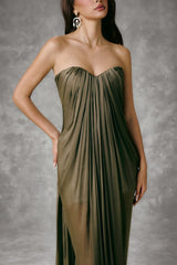 EMERALD PLEATED MAXI DRESS