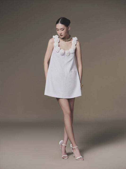 WHITE ROSELLIA DRESS
