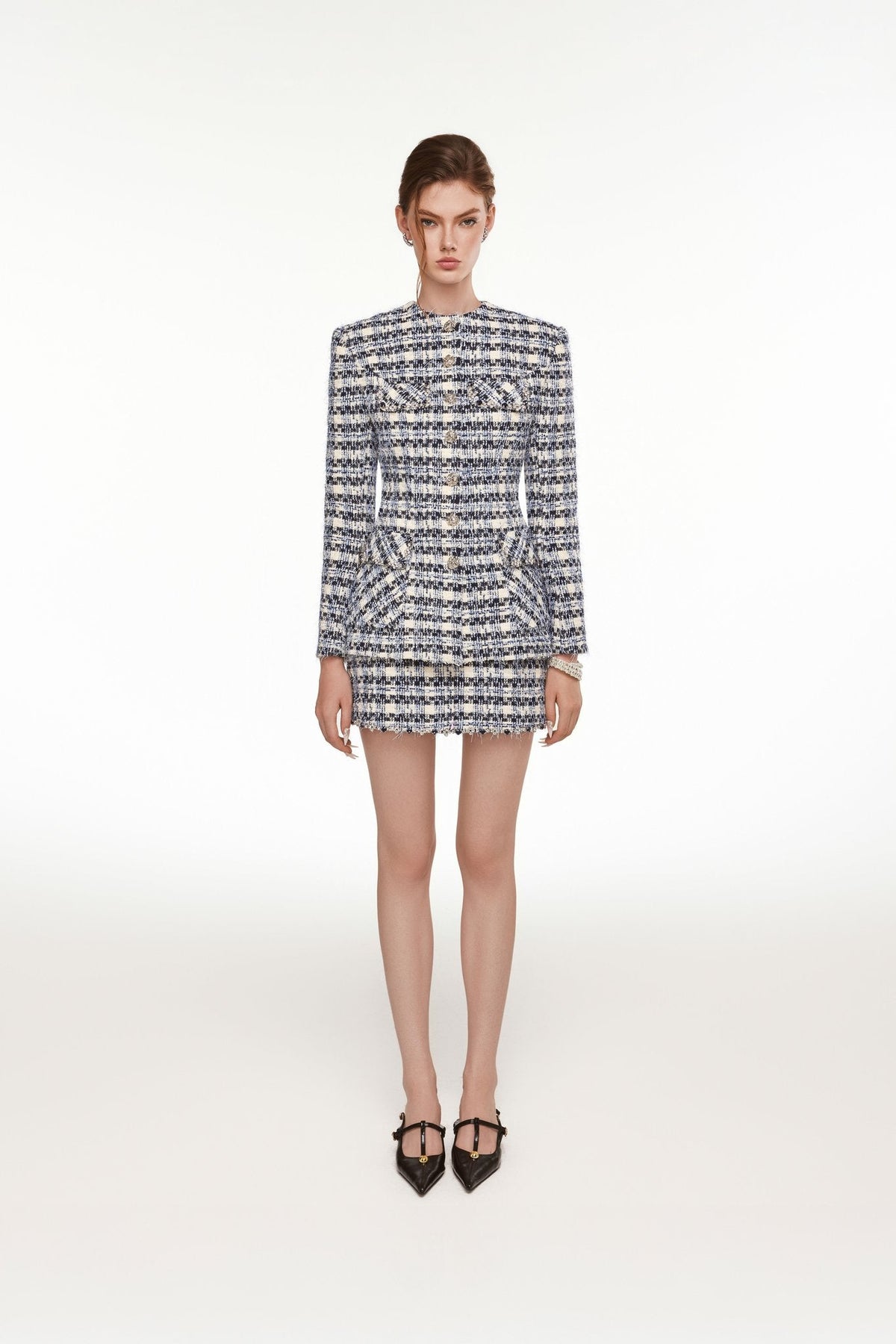GINGHAM GEM BLAZER & SKIRT SET