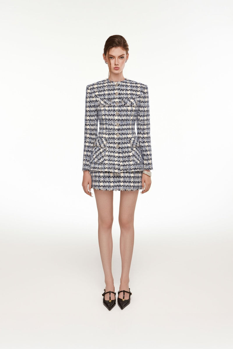 GINGHAM GEM BLAZER & SKIRT SET
