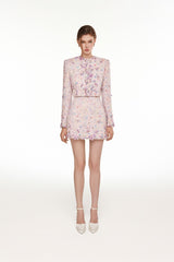FLORAL BEJEWELED BLAZER & SKIRT SET