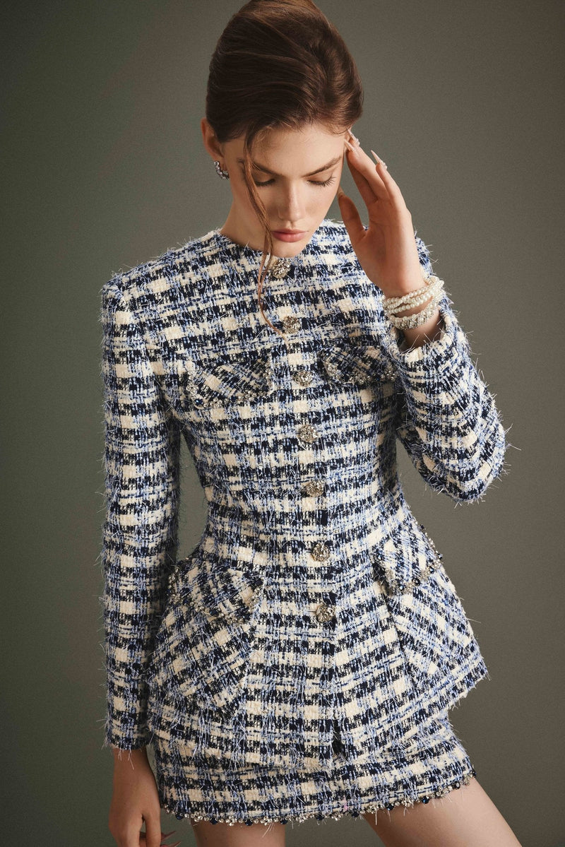 GINGHAM GEM BLAZER & SKIRT SET