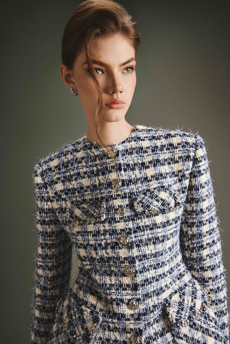 GINGHAM GEM BLAZER & SKIRT SET