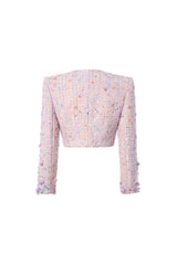 FLORAL BEJEWELED BLAZER & SKIRT SET