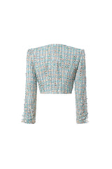 FLORAL BEJEWELED BLAZER & SKIRT SET