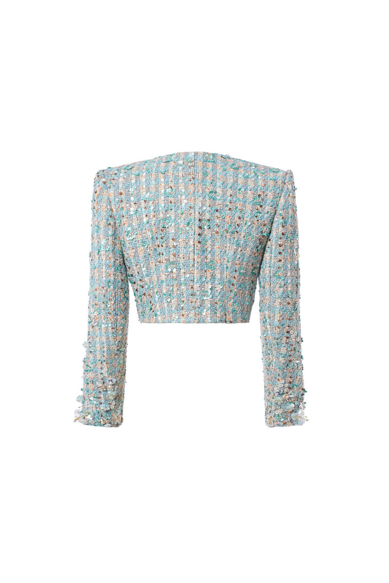 FLORAL BEJEWELED BLAZER & SKIRT SET