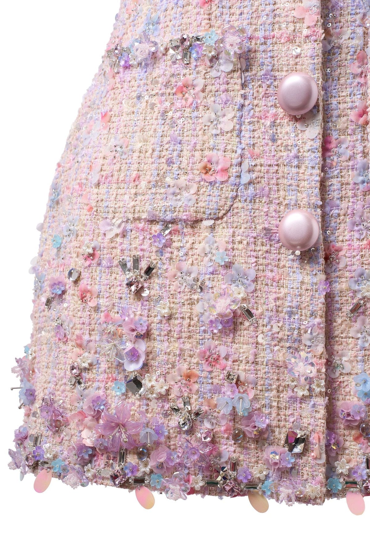 FLORAL BEJEWELED MINI DRESS