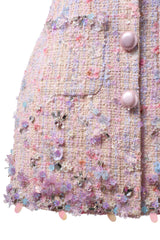FLORAL BEJEWELED MINI DRESS