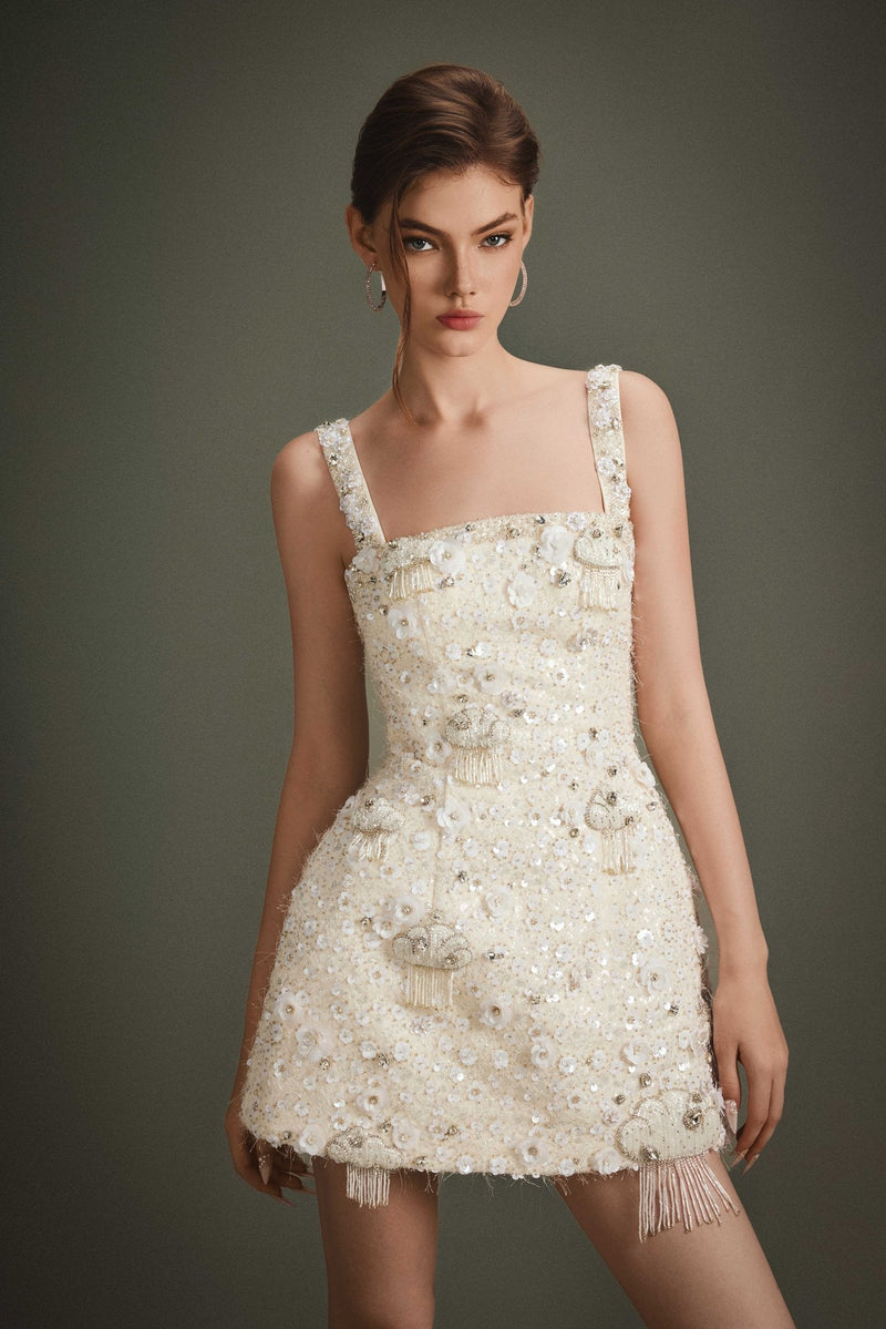 EMBROIDERED CLOUD MINI DRESS