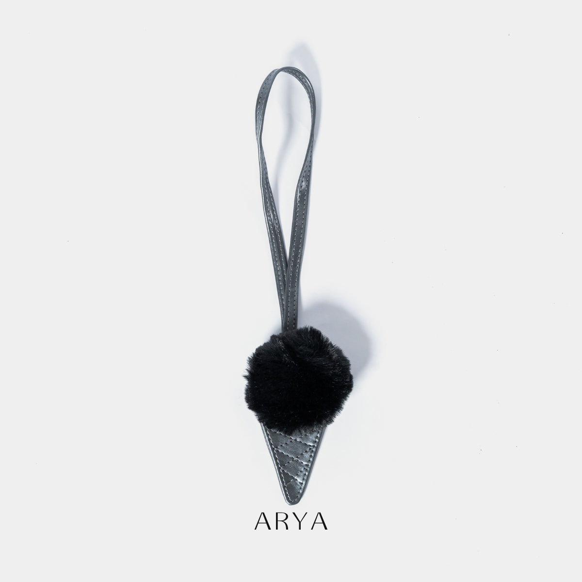 Black Gray Ice Cream Charm by ARYA, PU leather, 3.15 inches, 4.33-inch strap - ASTOUD