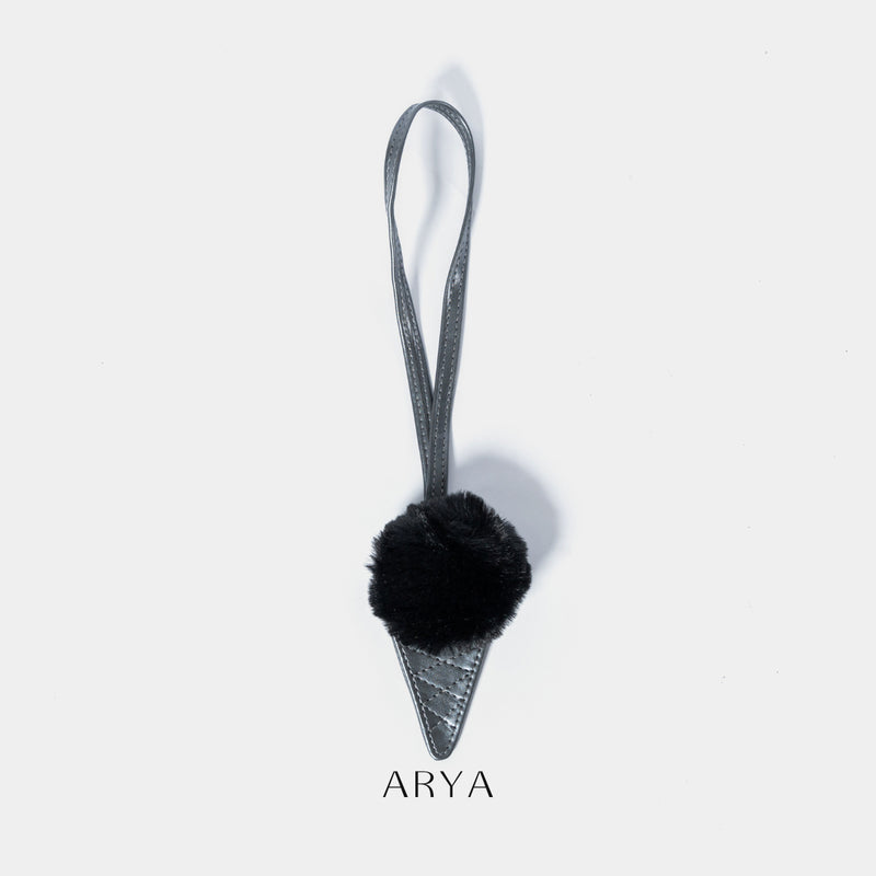 Black Gray Ice Cream Charm by ARYA, PU leather, 3.15 inches, 4.33-inch strap - ASTOUD