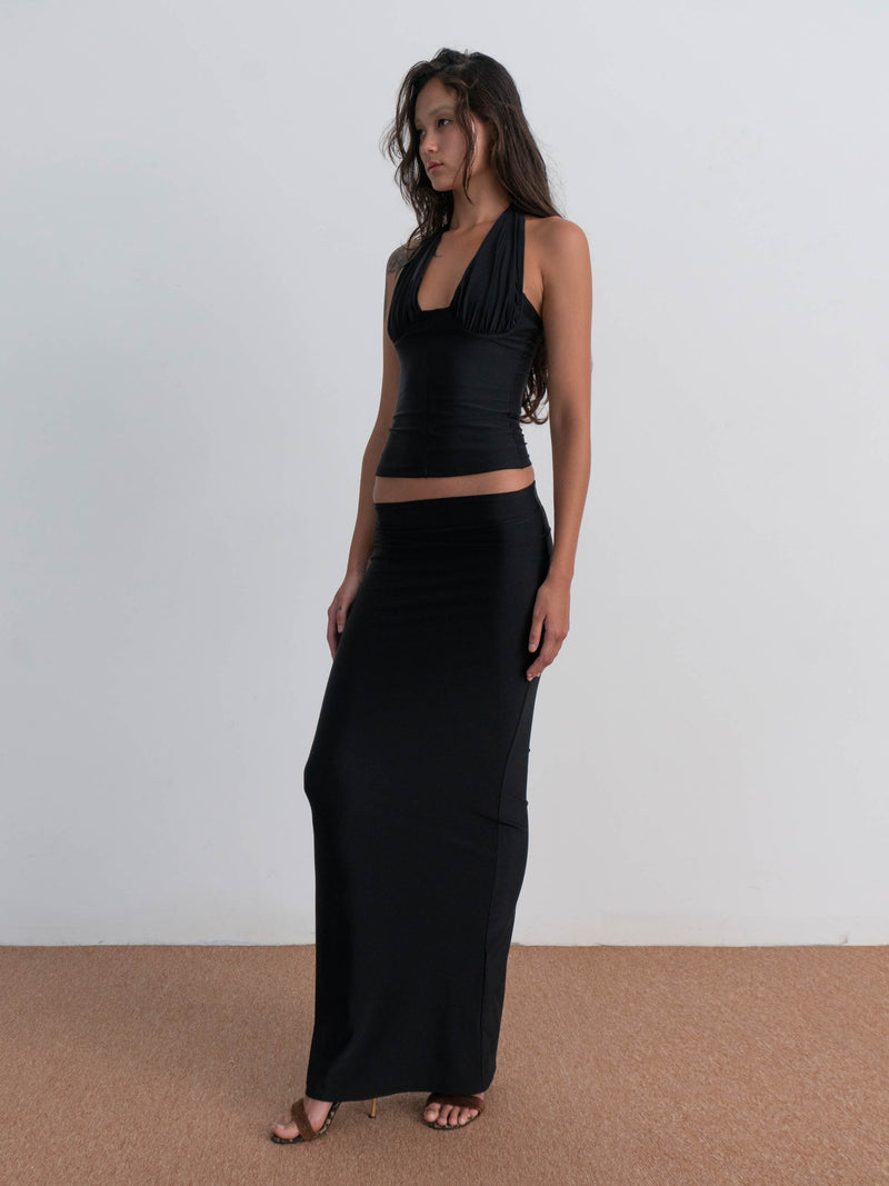 essence-skirt-black-form-fitting-pleated-ruffle-dalya