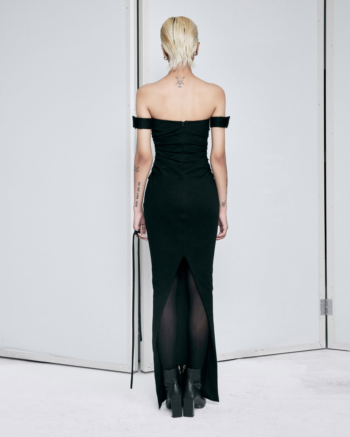 black-denim-bustier-draped-dress-FORTYTHREE-ASTOUD