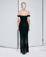 black-denim-bustier-draped-dress-FORTYTHREE-ASTOUD