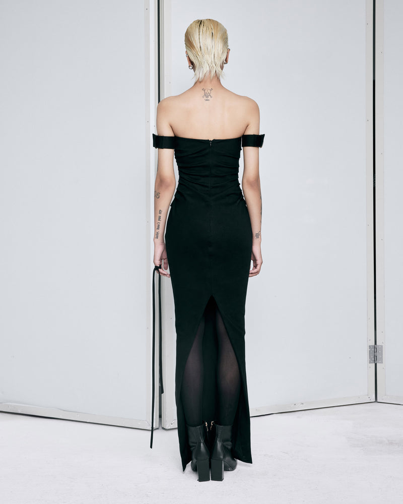 black-denim-bustier-draped-dress-FORTYTHREE-ASTOUD