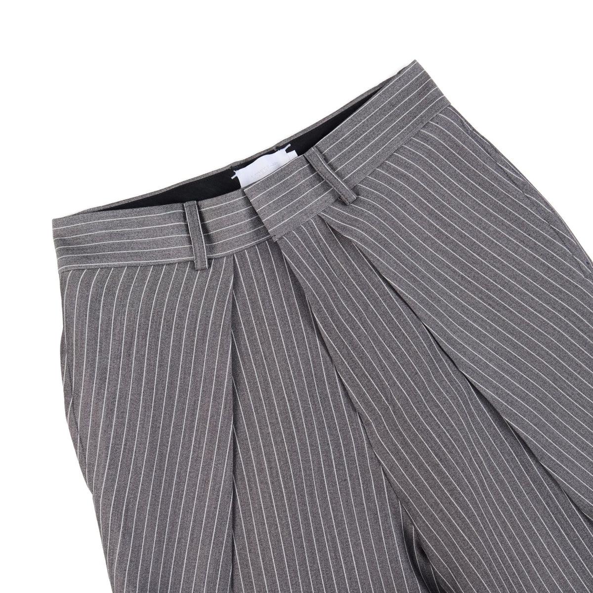 STRIPED GREY ROLLING WIDE-LEG TROUSERS