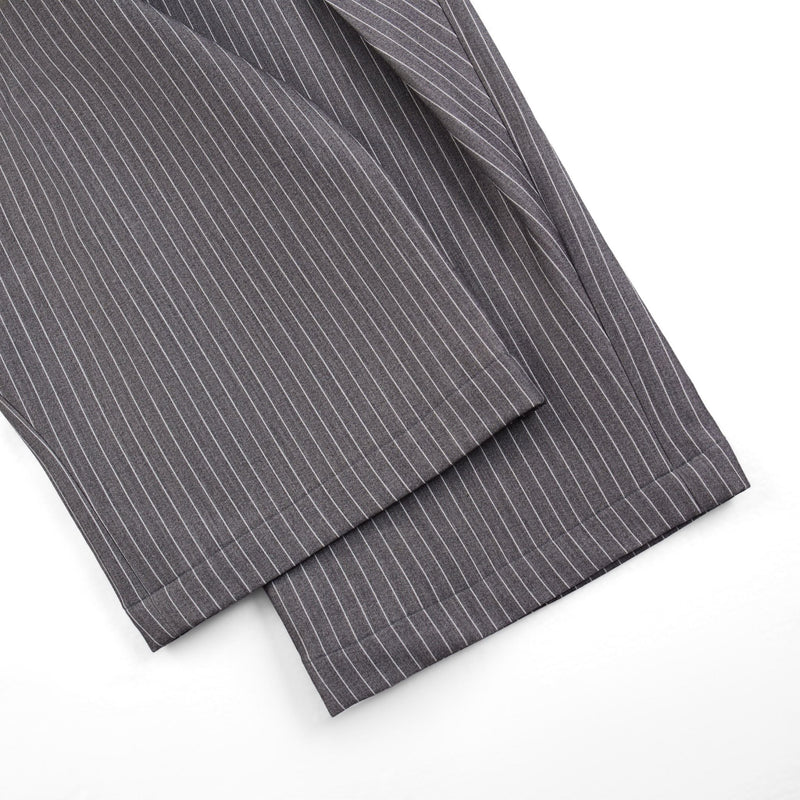 STRIPED GREY ROLLING WIDE-LEG TROUSERS