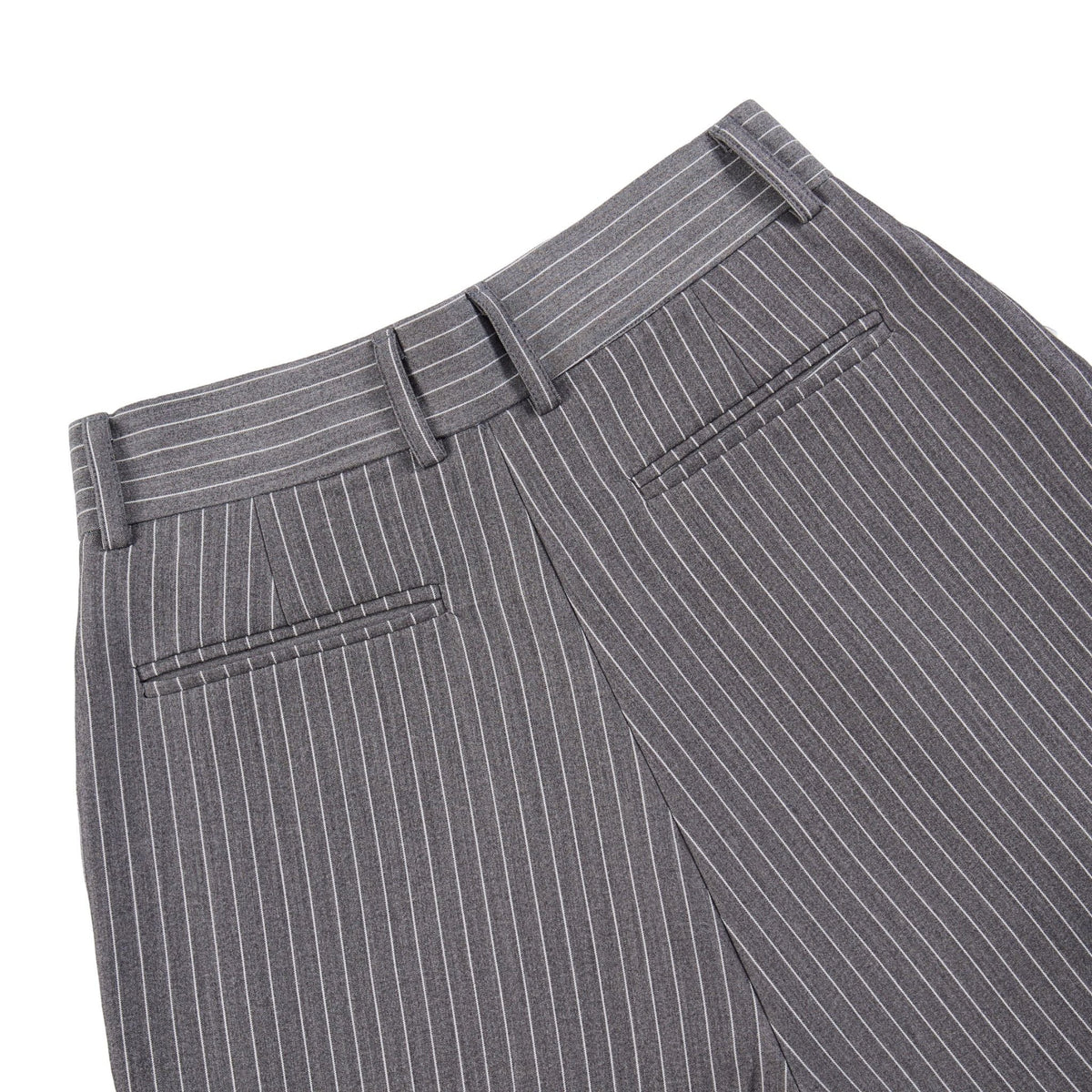 STRIPED GREY ROLLING WIDE-LEG TROUSERS