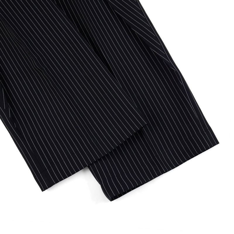 Striped Black Rolling Wide-Leg Trousers