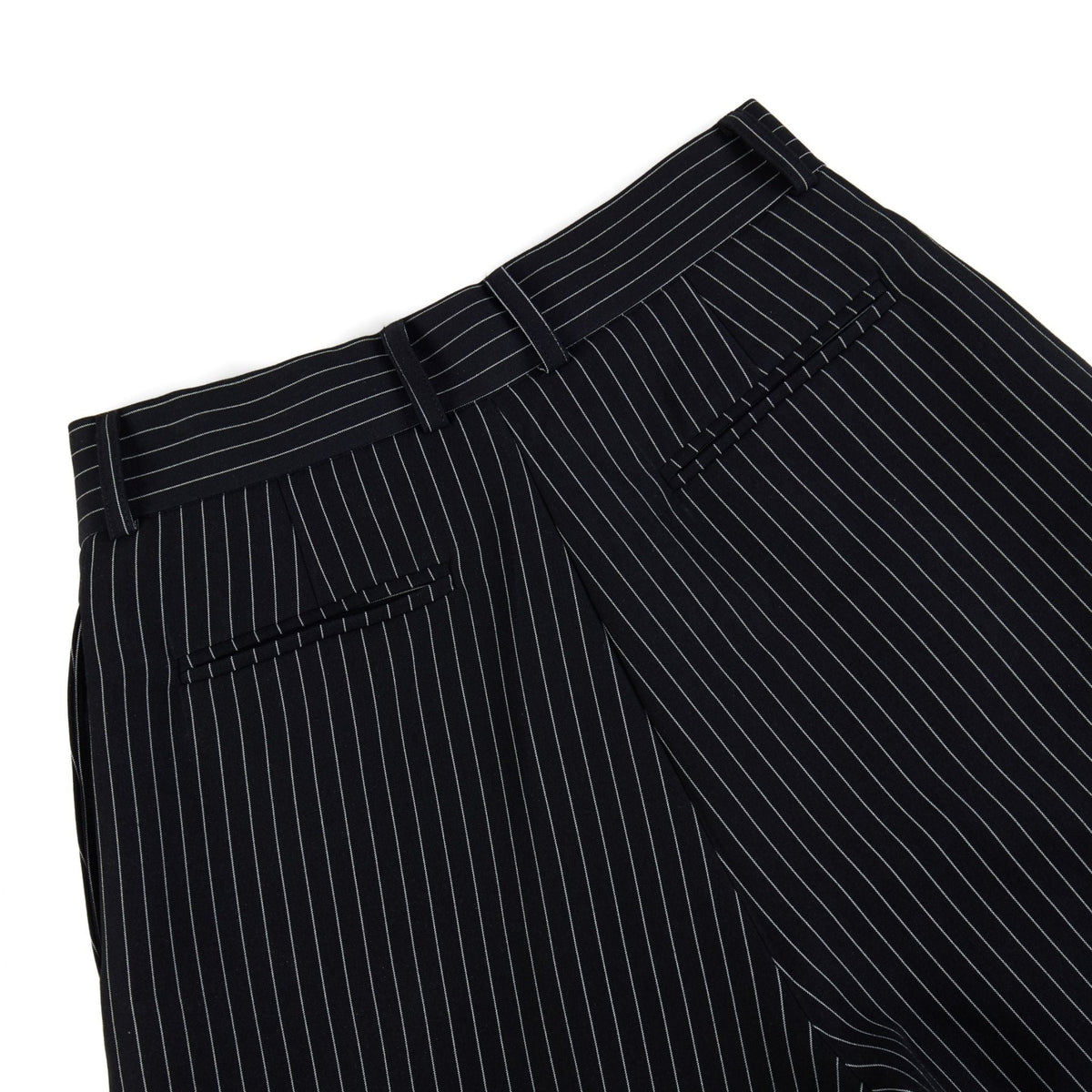 Striped Black Rolling Wide-Leg Trousers
