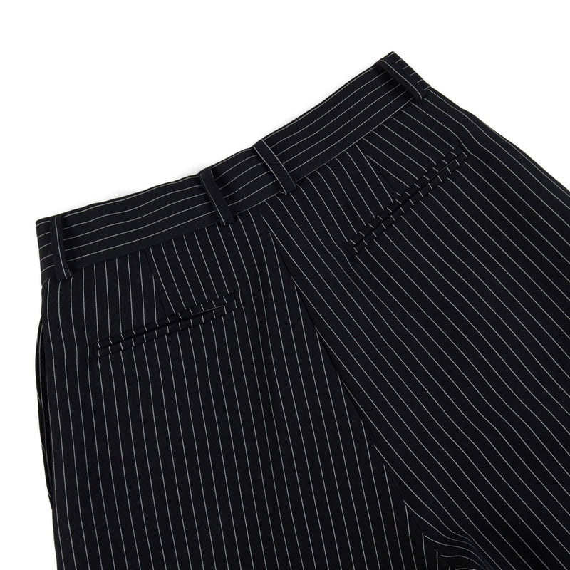 Striped Black Rolling Wide-Leg Trousers