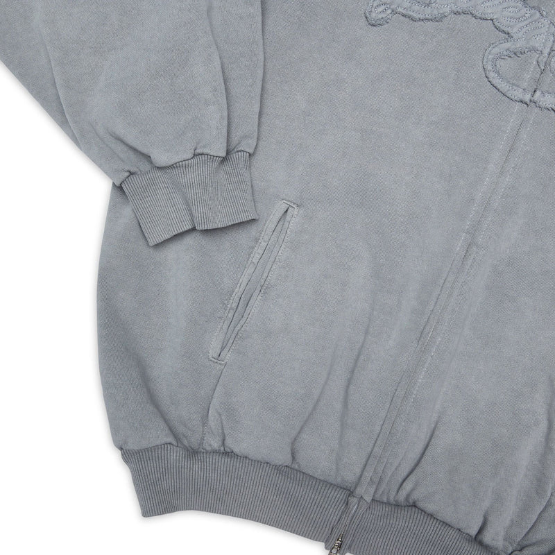Washed Grey Outsider Zipper Jacket